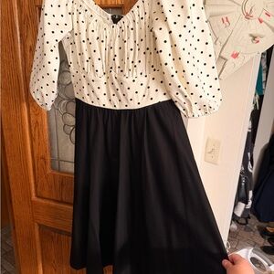 Vixen by Micheline Pitt Black & White Polka Dot Vacation Dress